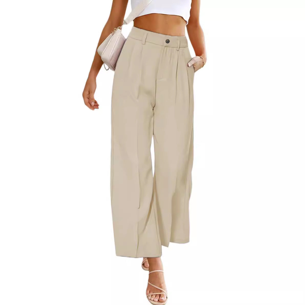 Damen Weit geschnittene Hochbundhose mit Falten und eleganter Passform Stalluxe