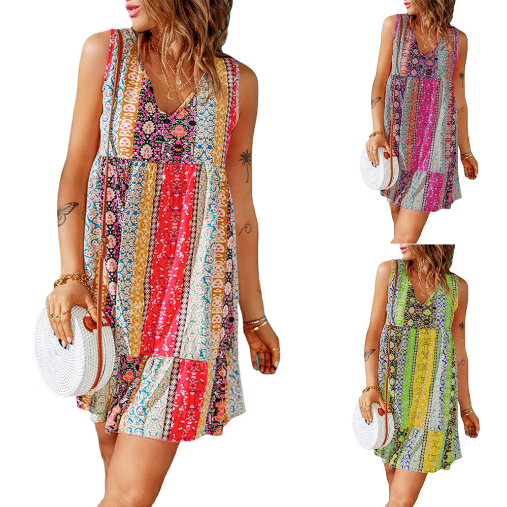 Damen Sommerliches Maxikleid mit buntem Druck und lässigem Schnitt Stalluxe