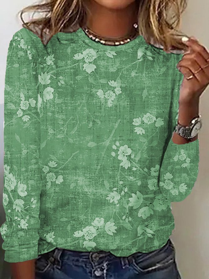 Damen Langarmshirt mit floralem Druck und weichem Stoff Stalluxe