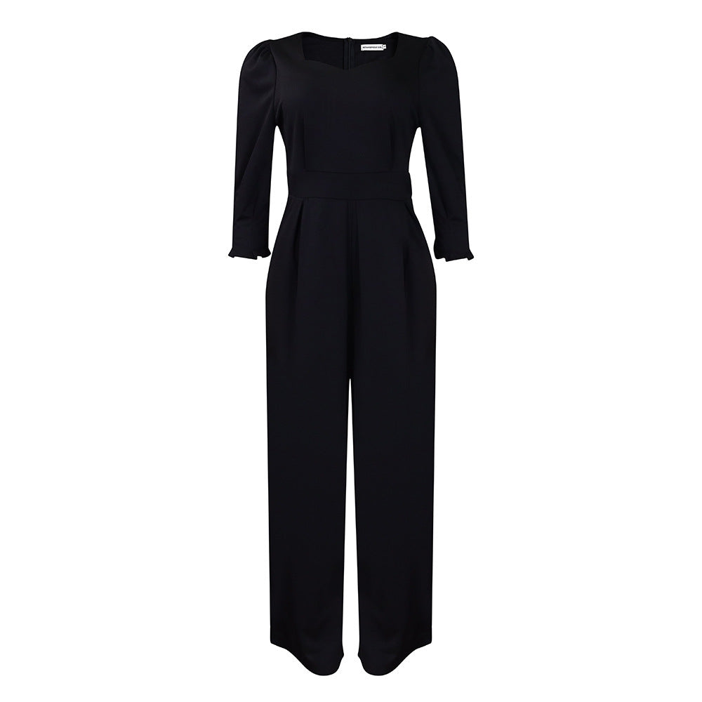 Damen Eleganter Jumpsuit mit langem Arm und taillierter Silhouette Stalluxe