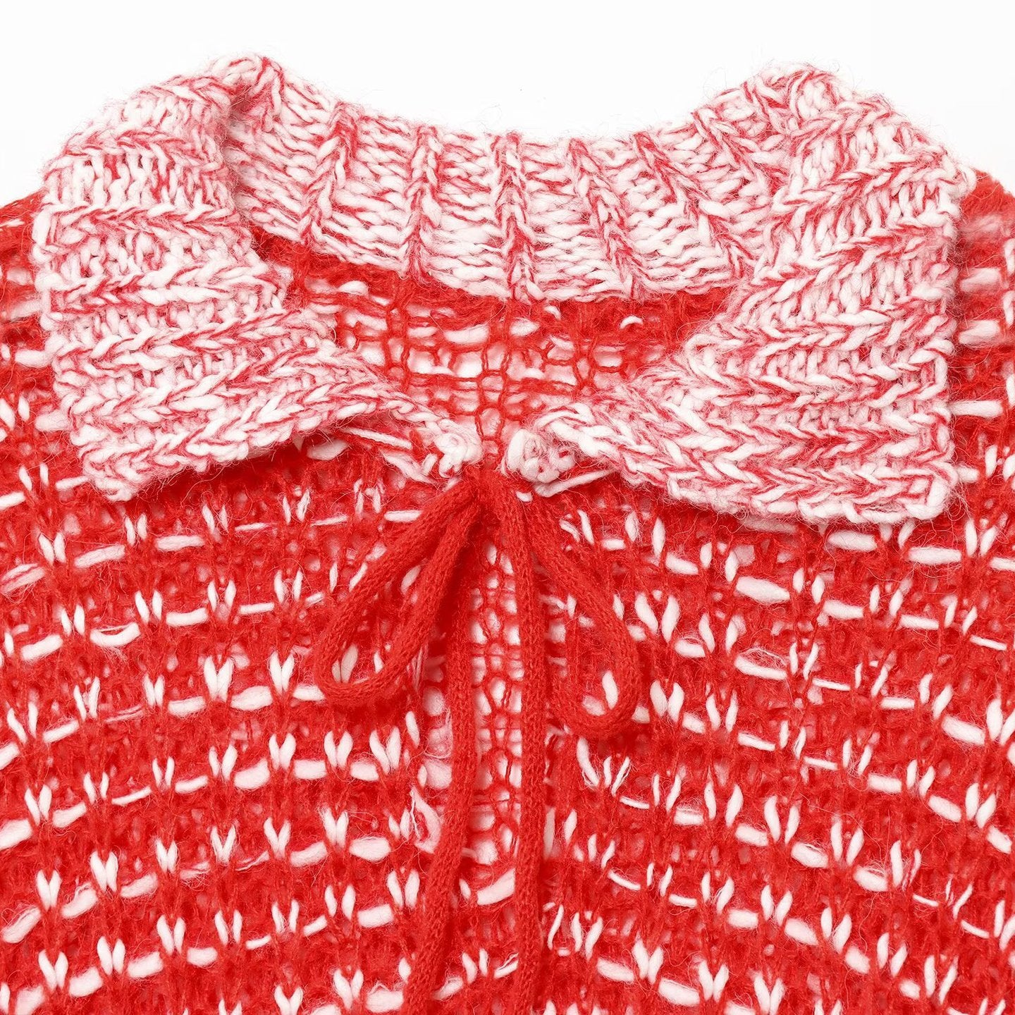 Damen lässiger Strickpullover mit modischem Kragen und Bindebändern Stalluxe