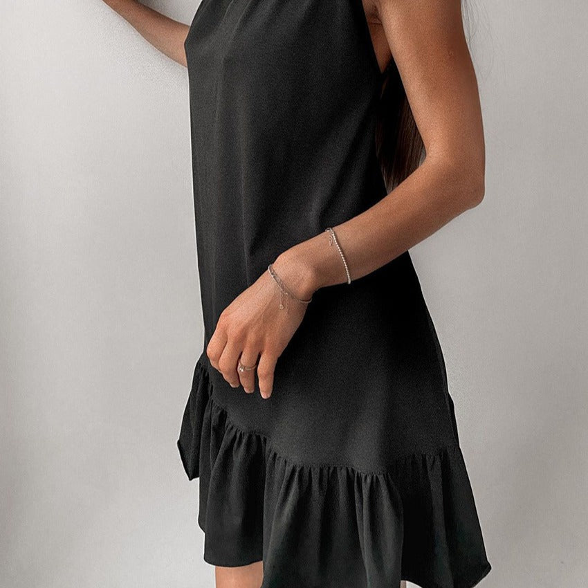 Damen lässiges Sommerkleid mit schwingendem Saum und feinen Trägern Stalluxe