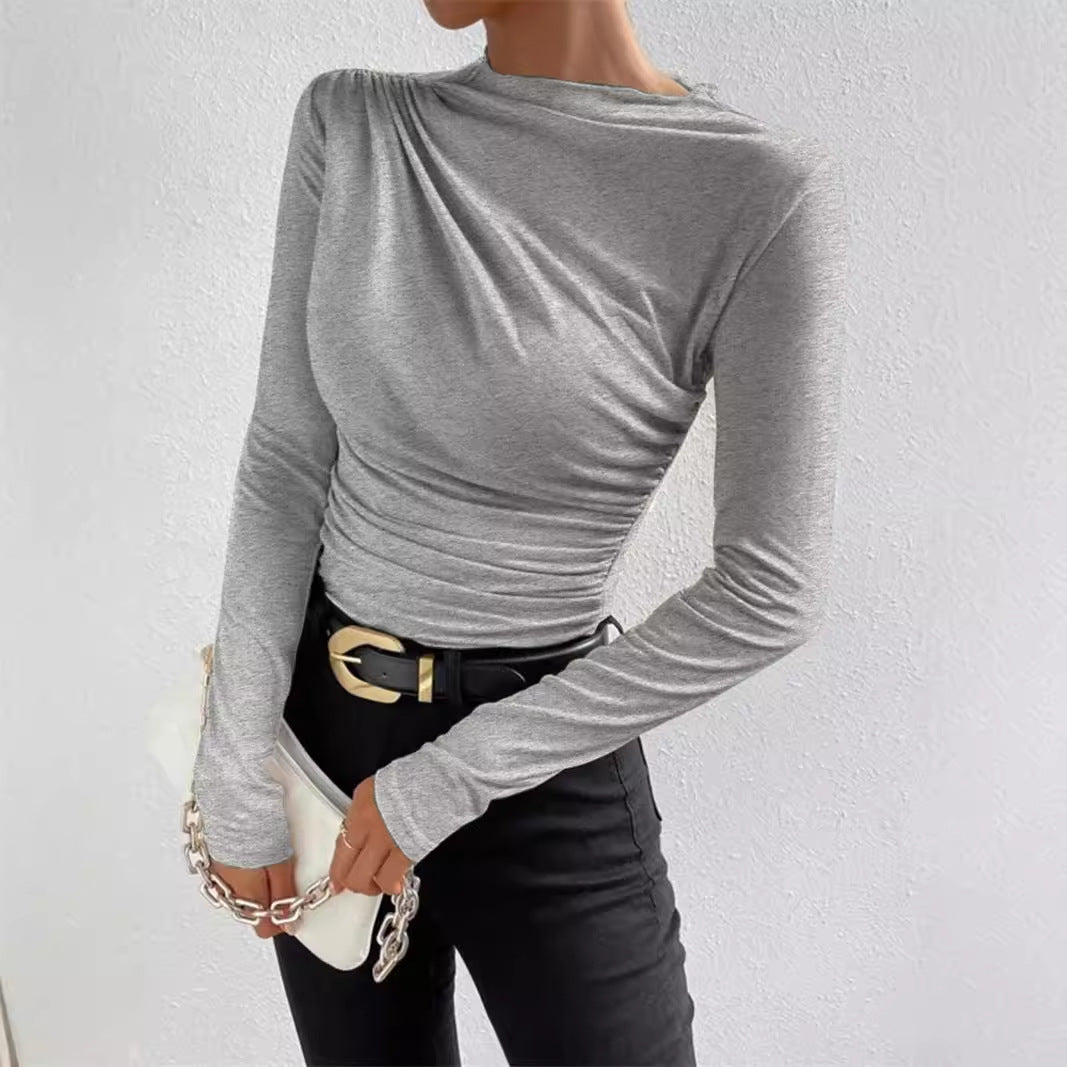 Damen Langarmshirt mit raffiniertem Drapé-Design Stalluxe