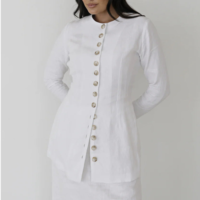 Damen Elegantes und Modisches Langarm-Kleid mit Krawattenverschluss Stalluxe