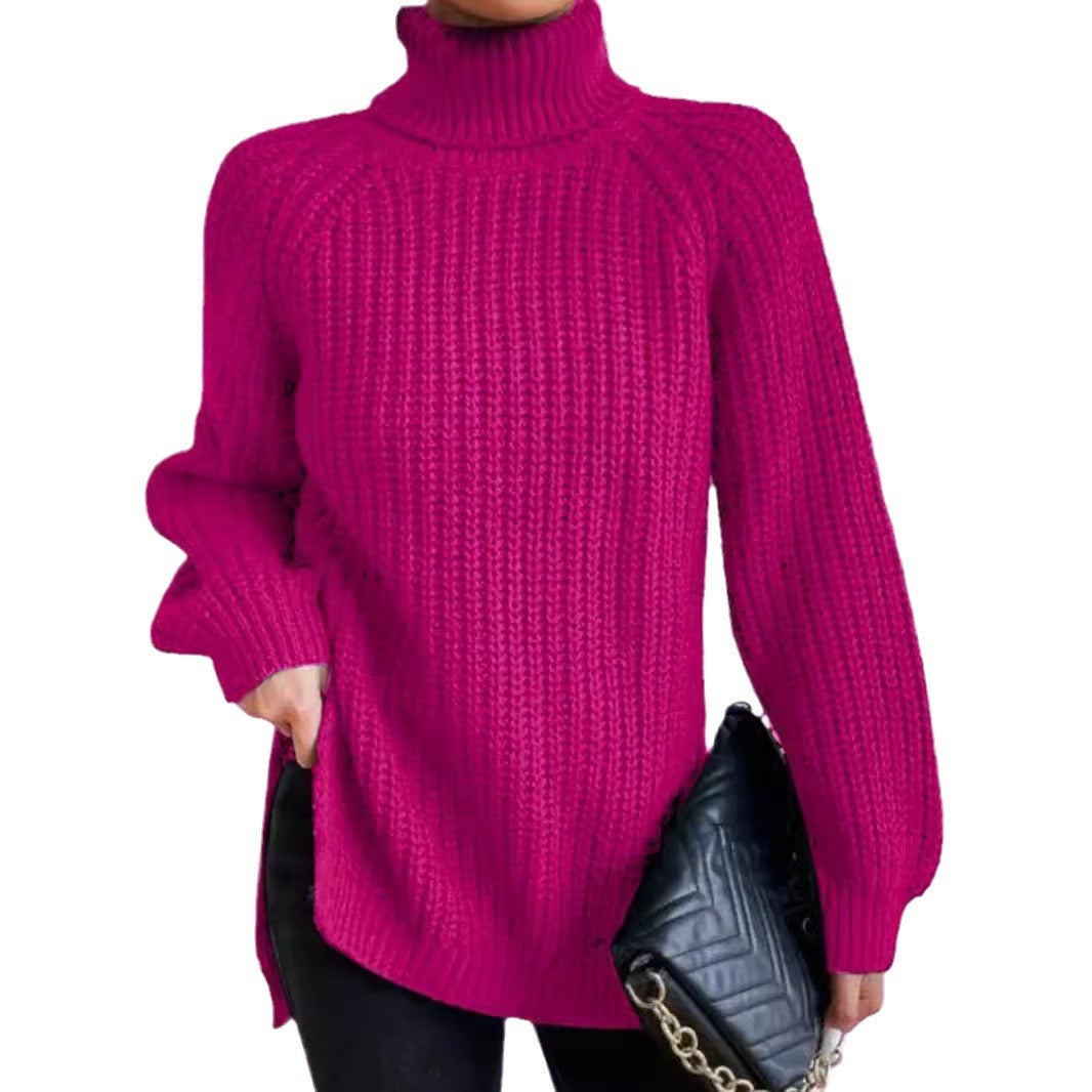 Damen Grobstrickpullover mit hohem Kragen und strukturiertem Muster Stalluxe