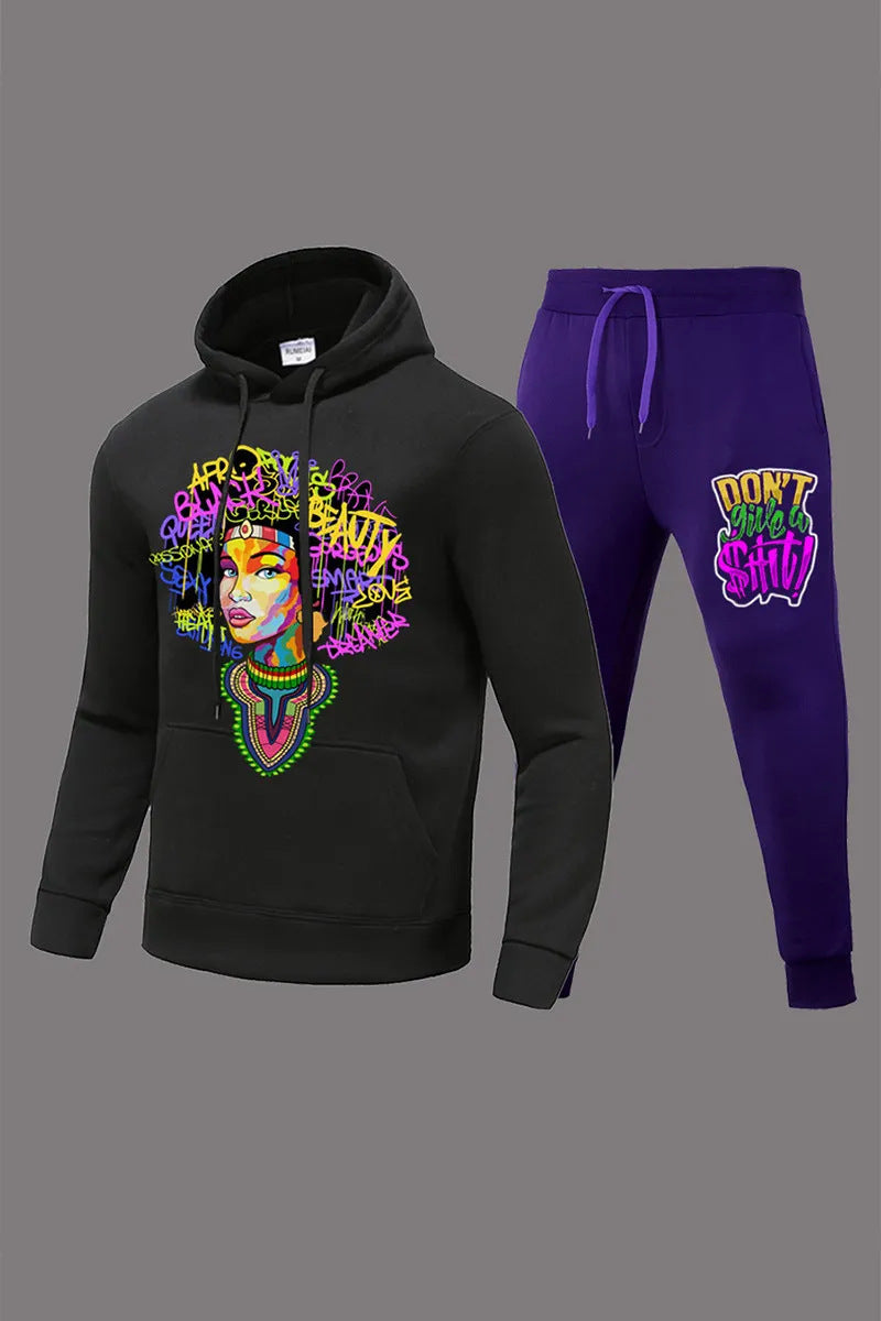 Damen Stadium Hoodie und Jogginghose Set mit buntem Grafiken Stalluxe