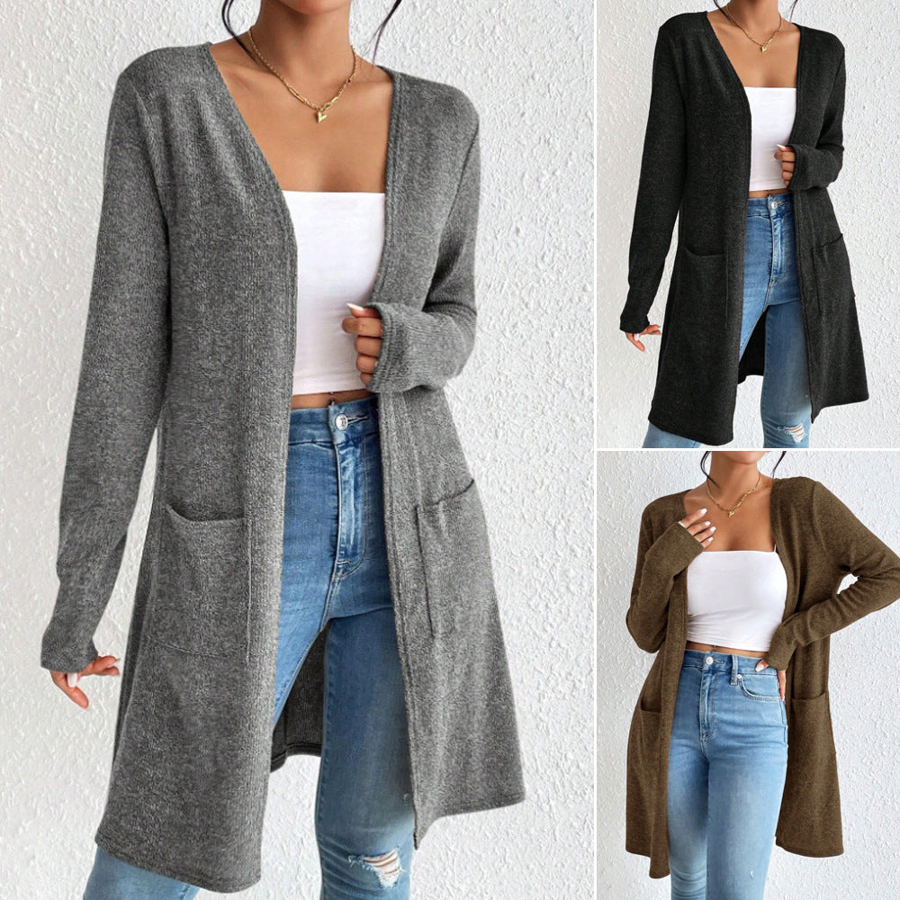 Damen lässige Strickjacke mit seitlichen Taschen und weitem Schnitt Stalluxe