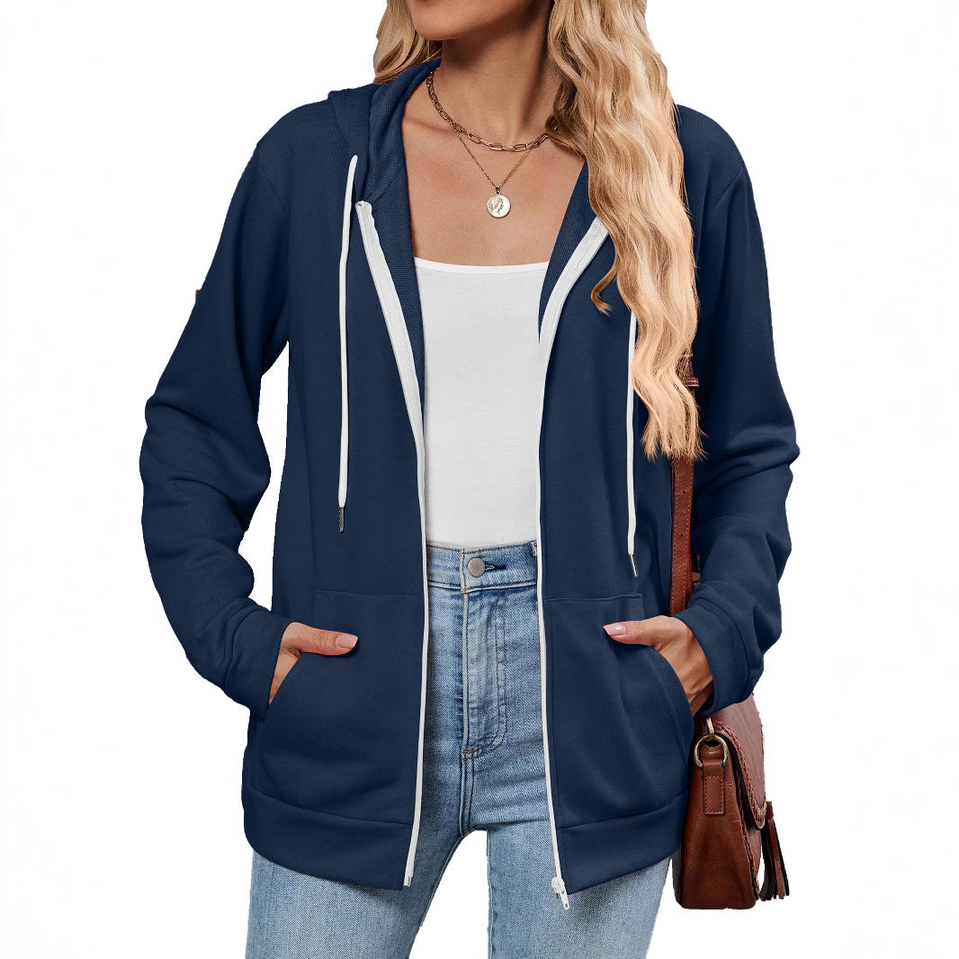 Damen Kapuzenjacke mit seitlichen Eingrifftaschen und kontrastierenden Reißverschlüssen Stalluxe