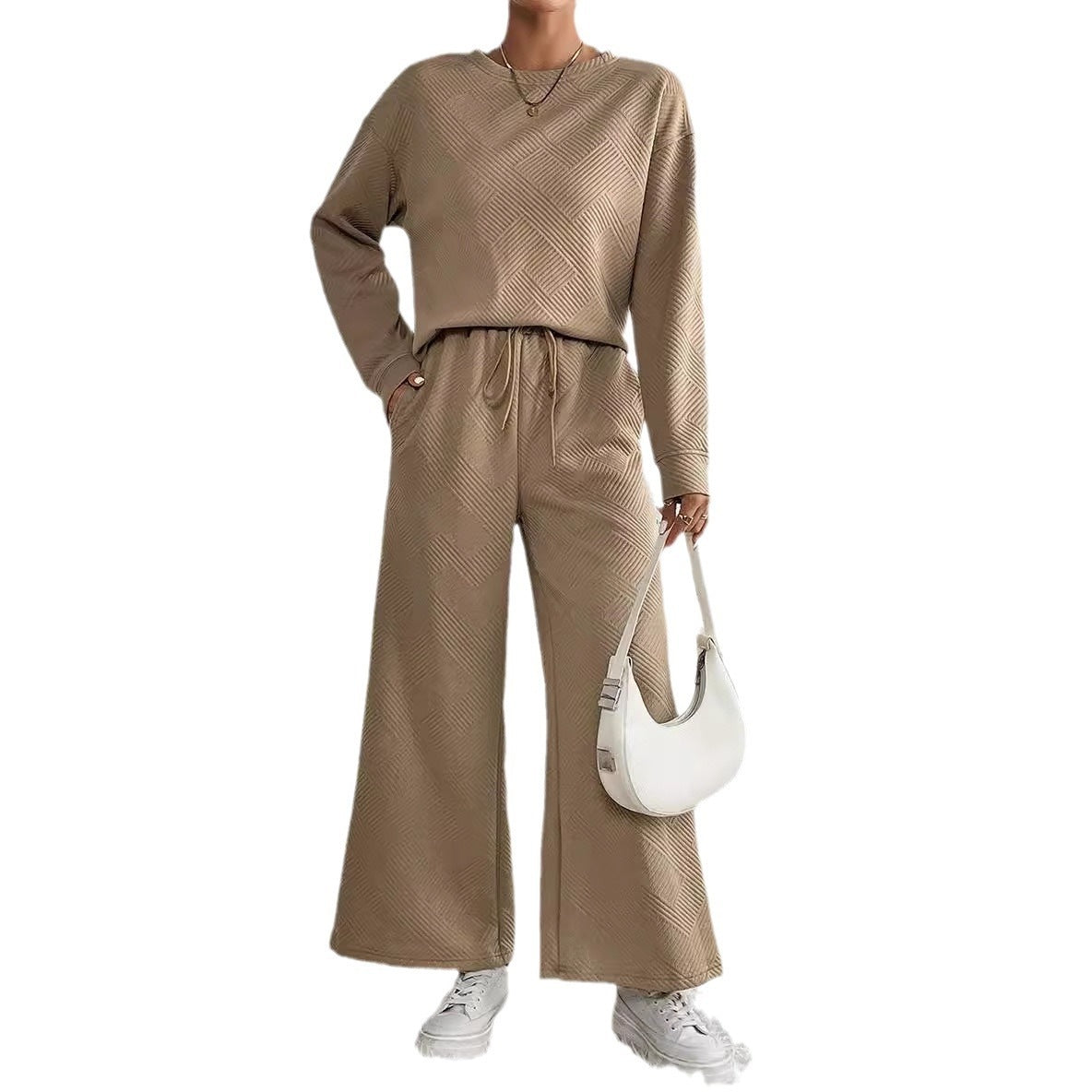 Damen Lässiges Lounge-Set mit weitem Schnitt und bindbarem Taillengürtel Stalluxe