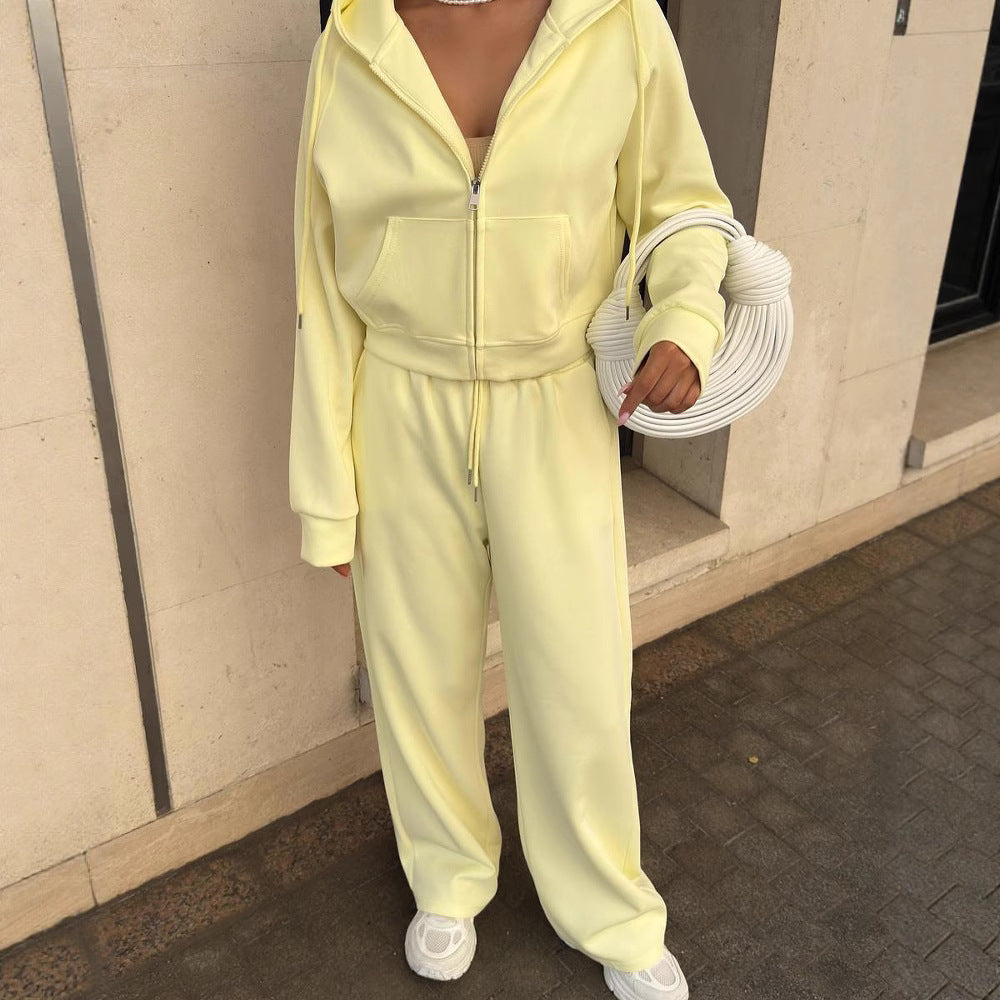 Damen trendiger Lounge-Anzug mit komfortablem Cropped Hoodie und weit geschnittenen Hosen Stalluxe