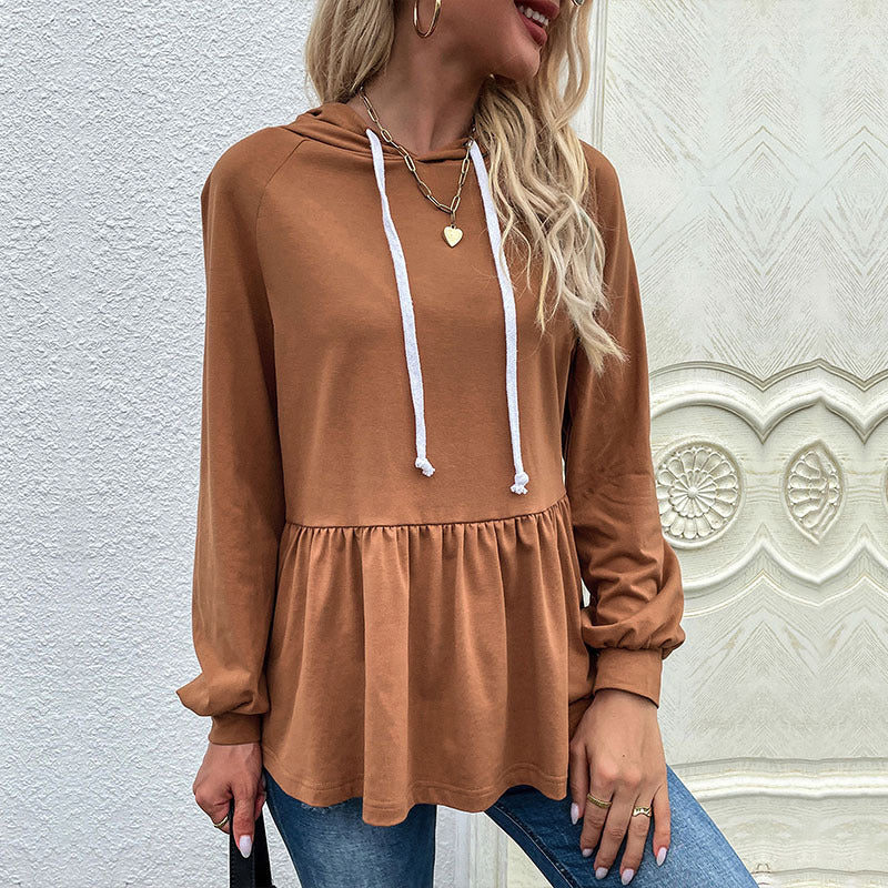 Damen lässiger Hoodie mit Rüschendetail und Kordelzug Stalluxe