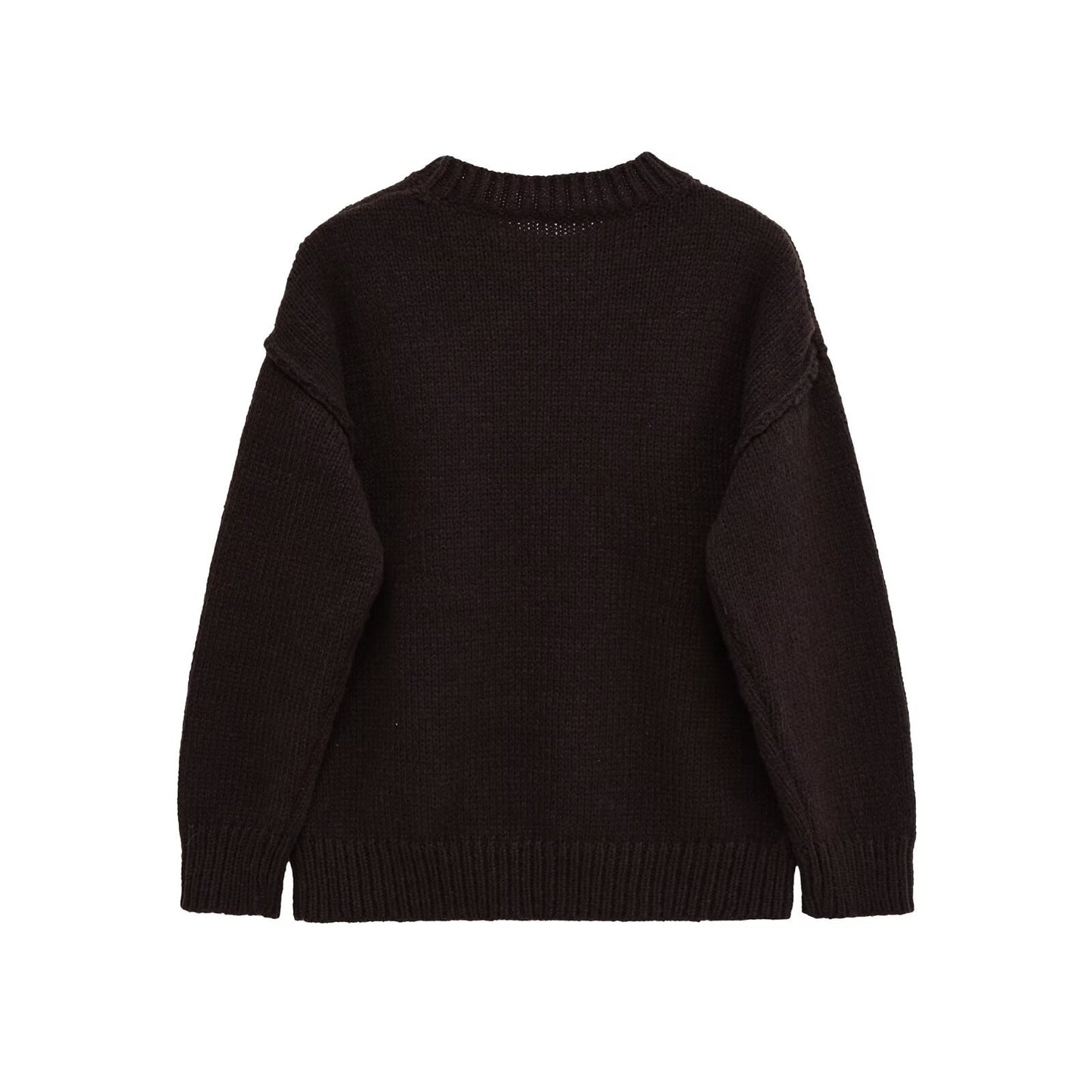 Damen lässiger Strickpullover mit Rundhalsausschnitt und überschnittenen Schultern Stalluxe