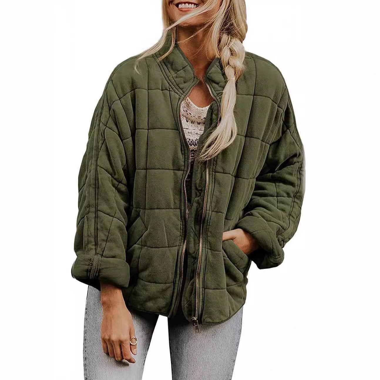 Damen Steppjacke mit hochschließendem Kragen und praktischen Tasche Stalluxe