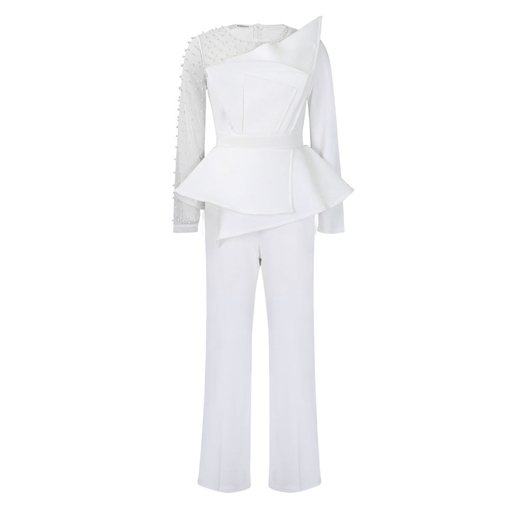 Damen Eleganter Overall mit asymmetrischem Design und raffiniertem Kragen Stalluxe