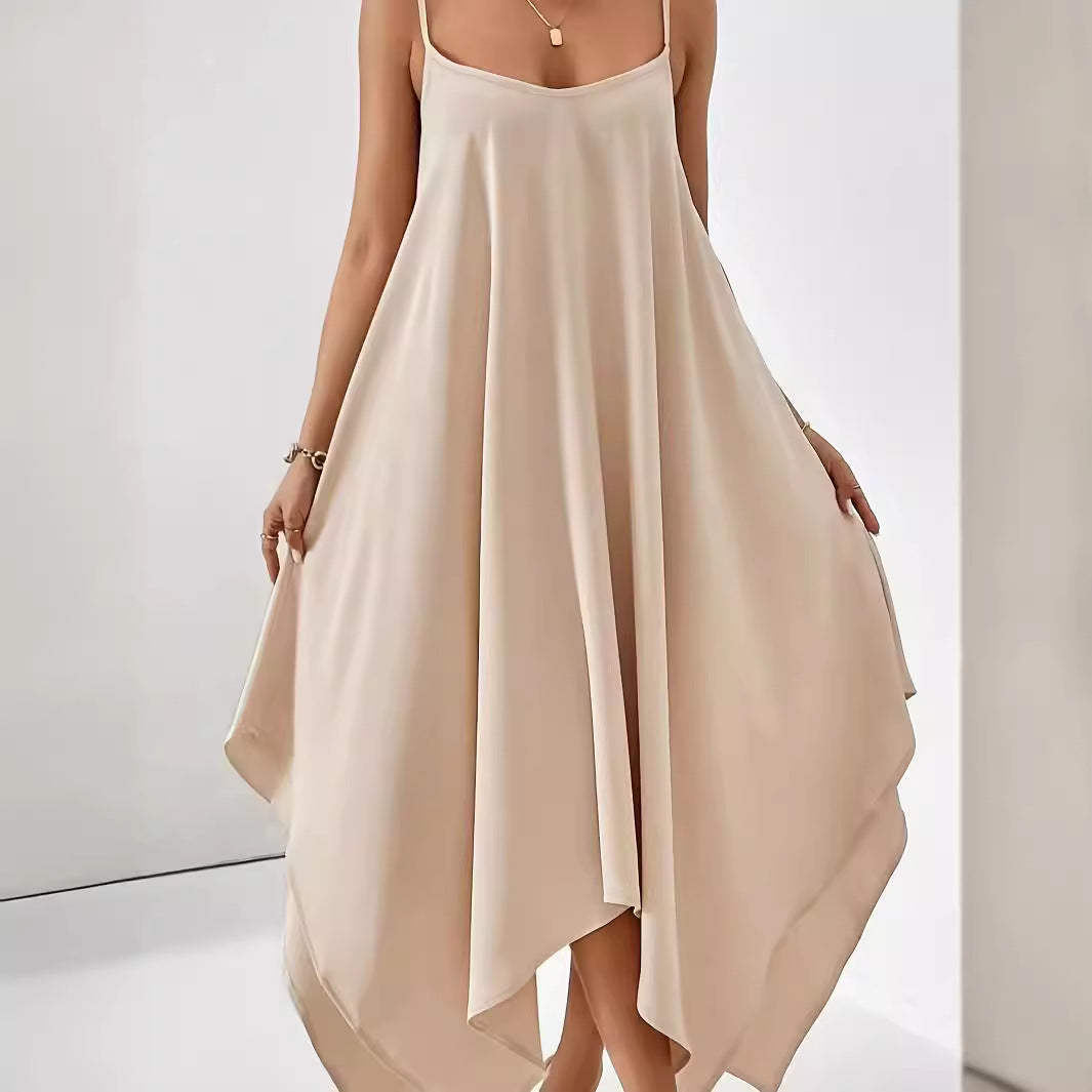 Damen Luftiges Spaghettiträger-Kleid mit asymmetrischem Saum und weichem Stoff Stalluxe