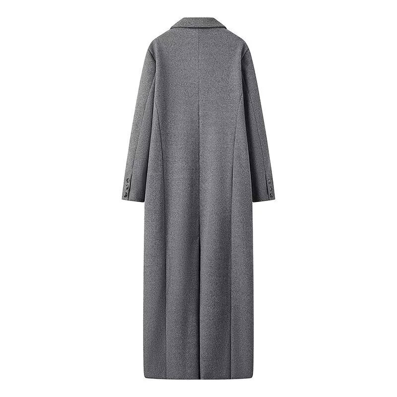 Damen eleganter oversized Wollmantel mit doppelter Knopfleiste Stalluxe