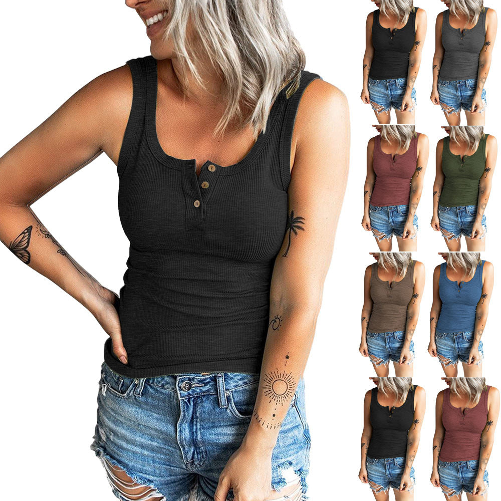 Damen komfortables Trägershirt mit Knopfdetails Stalluxe