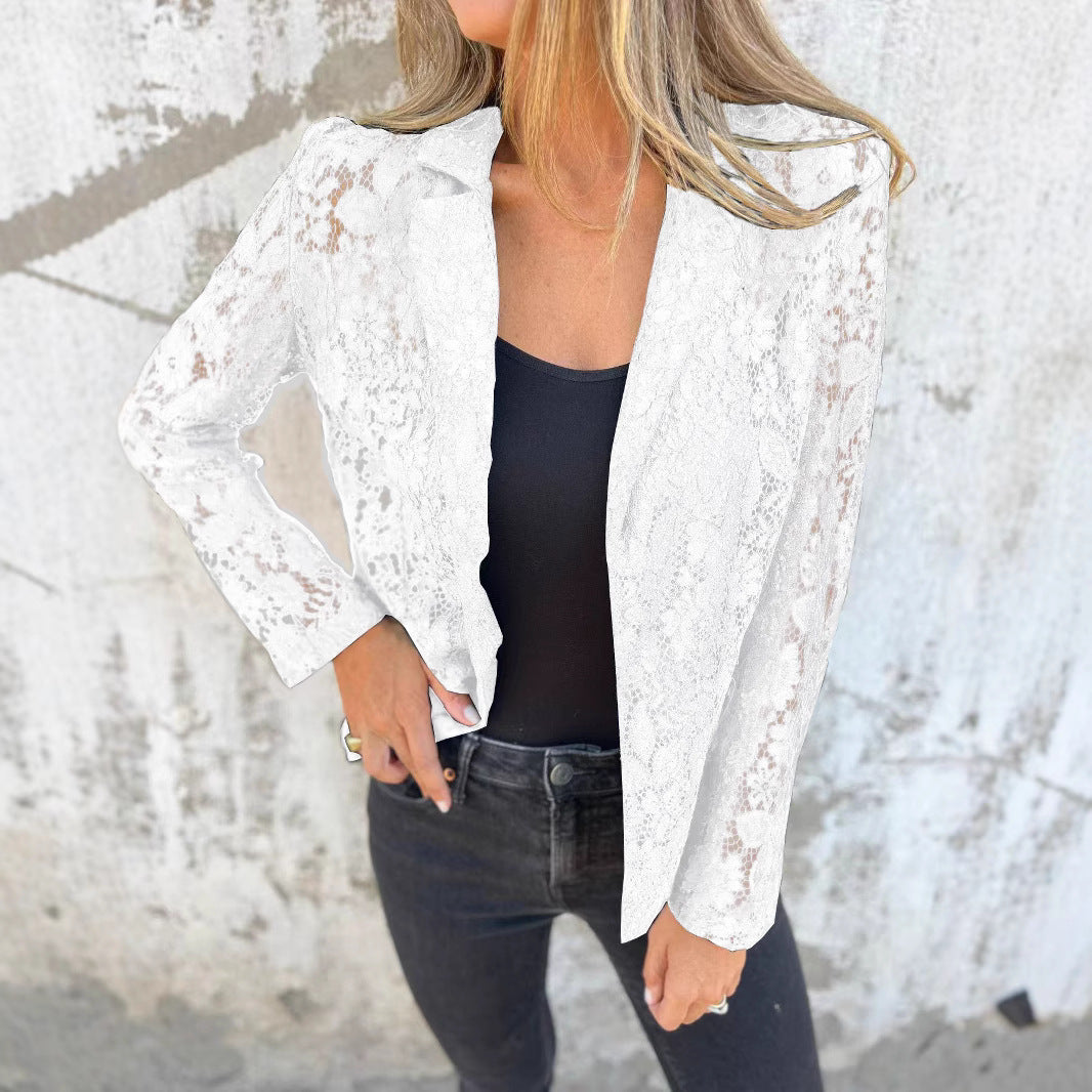 Women's Sheer Lace Blazer Stalluxe