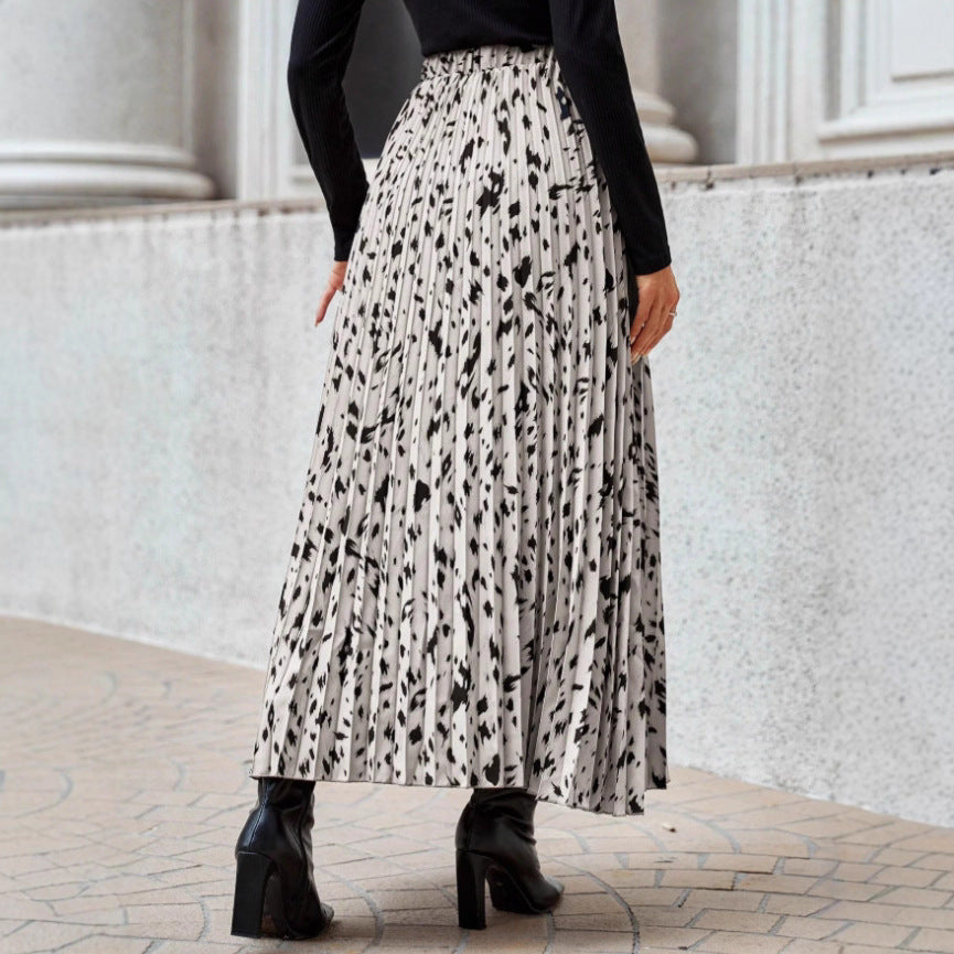 Damen Maxi-Faltenrock mit modischem Muster Stalluxe