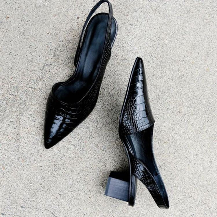 Damen Sling-Pumps mit Kroko-Prägung und rückseitigem Riemen Stalluxe