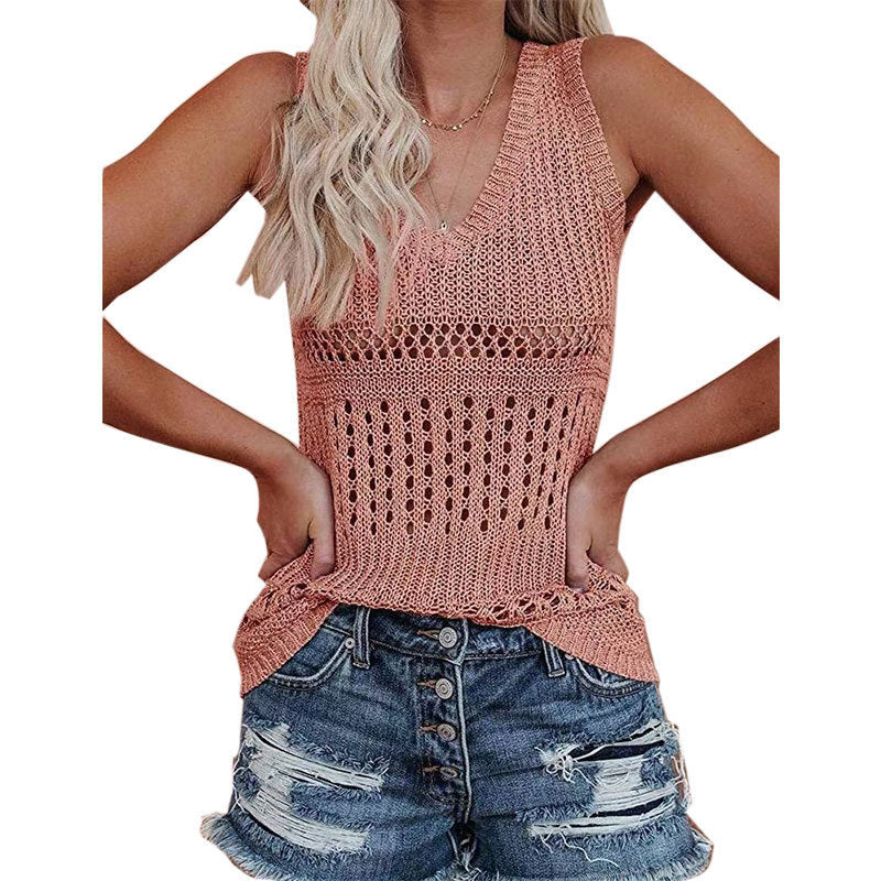 Damen Stricktanktop mit vielseitigem Lochmuster Stalluxe