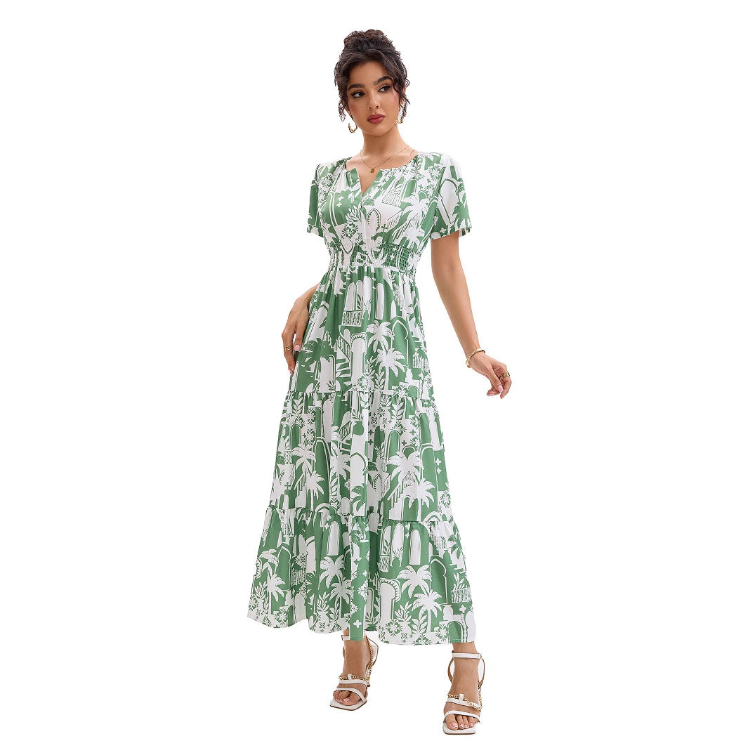 Damen Maxikleid mit floralem Druck und voluminösem Rock Stalluxe