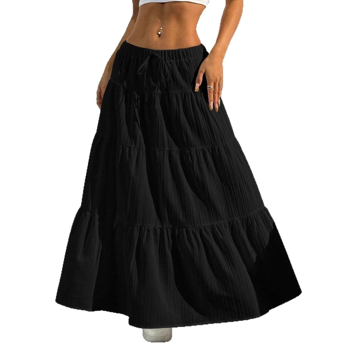 Damen Maxirock mit voluminösen Rüschendetails und elastischem Taillenzug Stalluxe