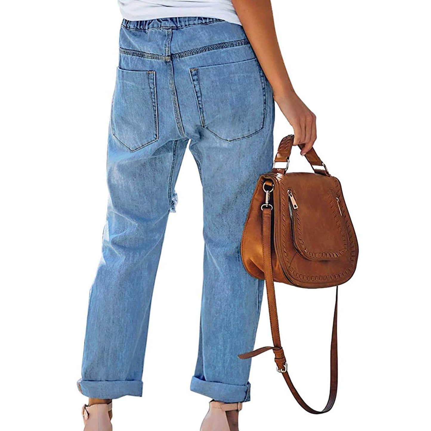 Damen Relaxed Fit Jeans mit modernen Rissen Stalluxe