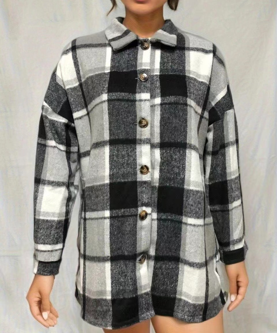 Damen Karojacke aus weichem Flanell mit dekorativen Knöpfen Stalluxe