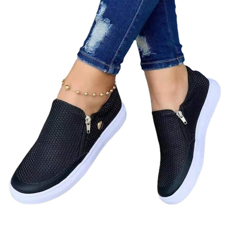 Damen Slip-On Sneakers mit modischem Reißverschlussdesign und atmungsaktiver Oberfläche Stalluxe