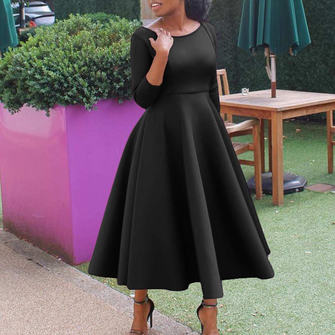 Damen elegantes Cocktailkleid mit A-Linien Schnitt und halblangen Ärmeln Stalluxe