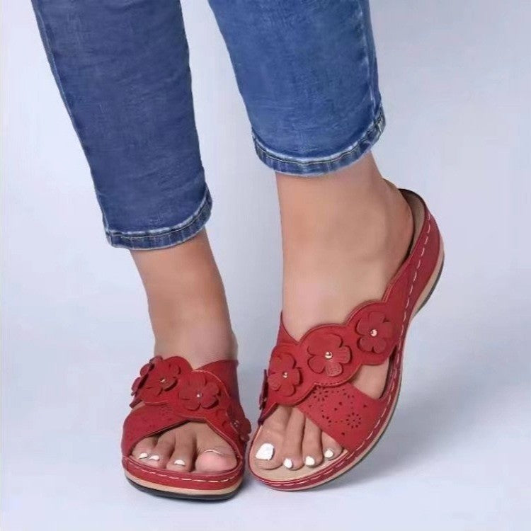 Damen Komfortable Blumensandaletten mit anatomischem Fußbett Stalluxe