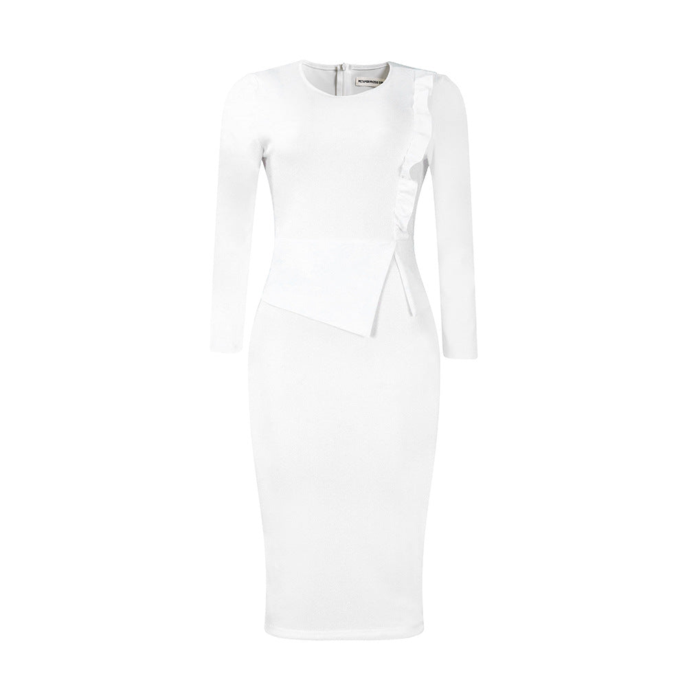 Damen Elegantes Businesskleid mit Rüschendetails und taillierter Silhouette Stalluxe