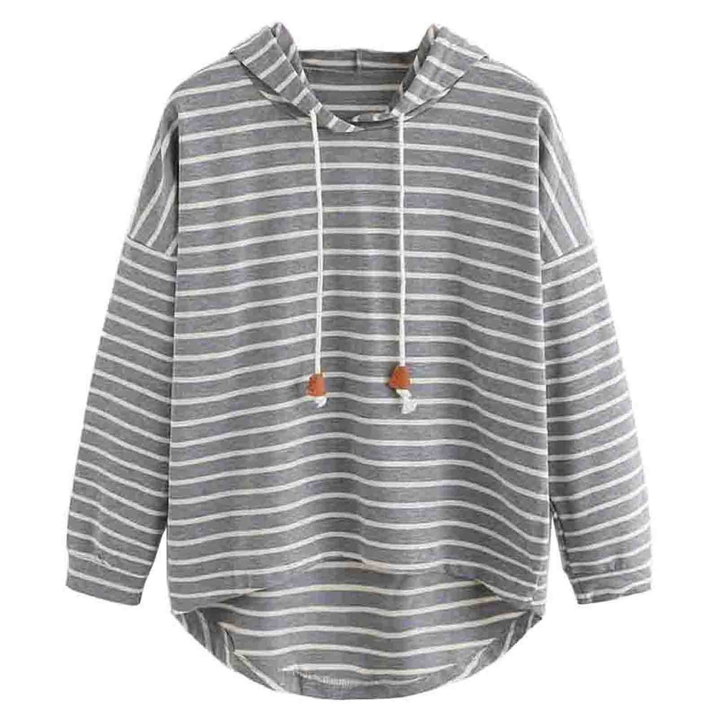 Damen gestreifter Hoodie mit lässigem Schnitt und Kordelzug Stalluxe