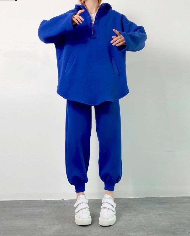 Damen oversized Fleece-Hoodie mit seitlichem Reißverschluss und weiten Hosen Stalluxe