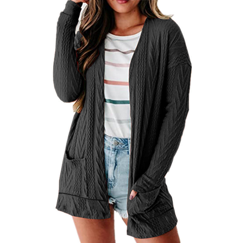 Damen luftige Strickjacke mit Taschen und modernem Design Stalluxe