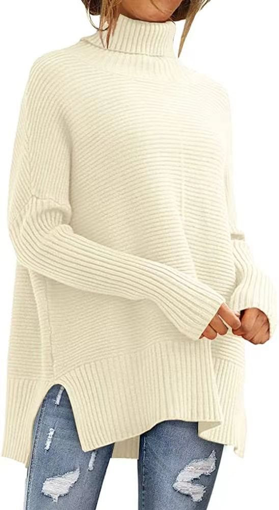 Damen kuscheliger Rollkragenpullover aus Rippstrick Stalluxe