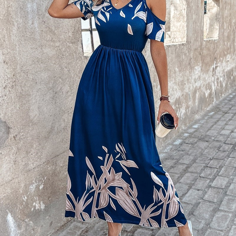 Damen Maxikleid mit kalten Schultern und floralem Druck Stalluxe