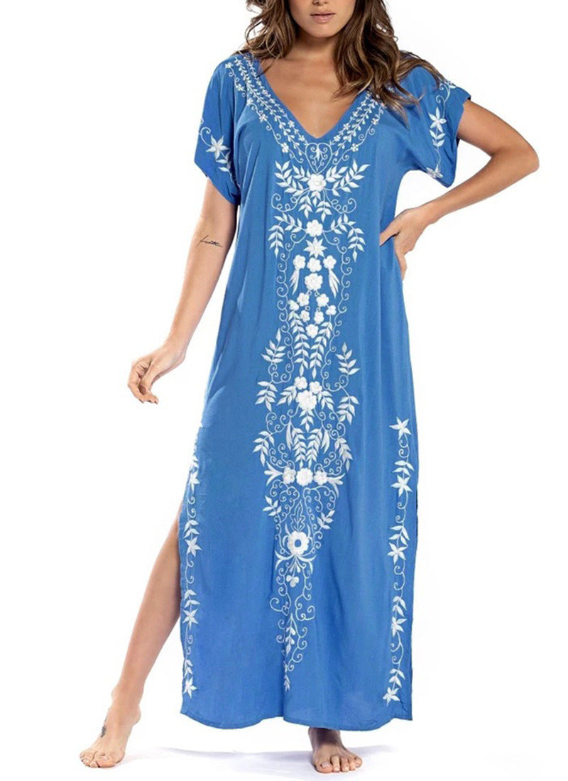 Damen Lange Strandrobe mit kunstvollen Stickdetails Stalluxe