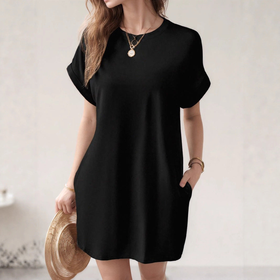 Damen lässiges T-Shirt Kleid mit tiefen Seitentaschen und bequemem Schnitt Stalluxe