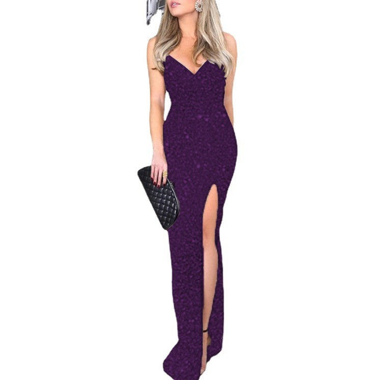 Damen Glamouröses Abendkleid mit seitlichem Schlitz und elegantem Ausschnitt Stalluxe