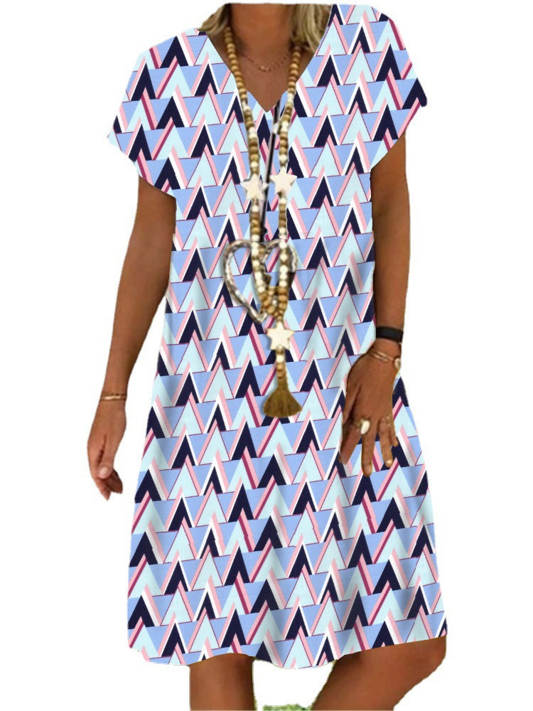 Damen Freizeitkleid mit grafischem Dreiecks-Design und lockerem Schnitt Stalluxe