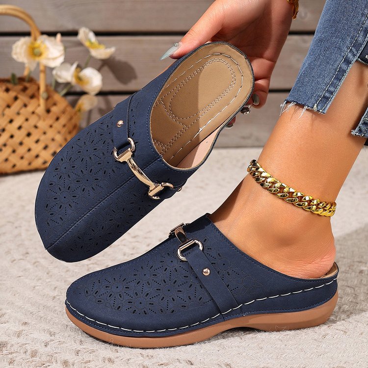 Damen Komfortable Clogs mit floraler Applikation Stalluxe