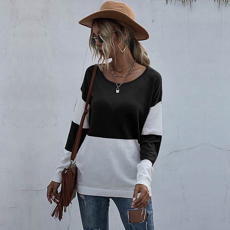 Damen lässiger V-Pullover mit modischem Netzdesign Stalluxe