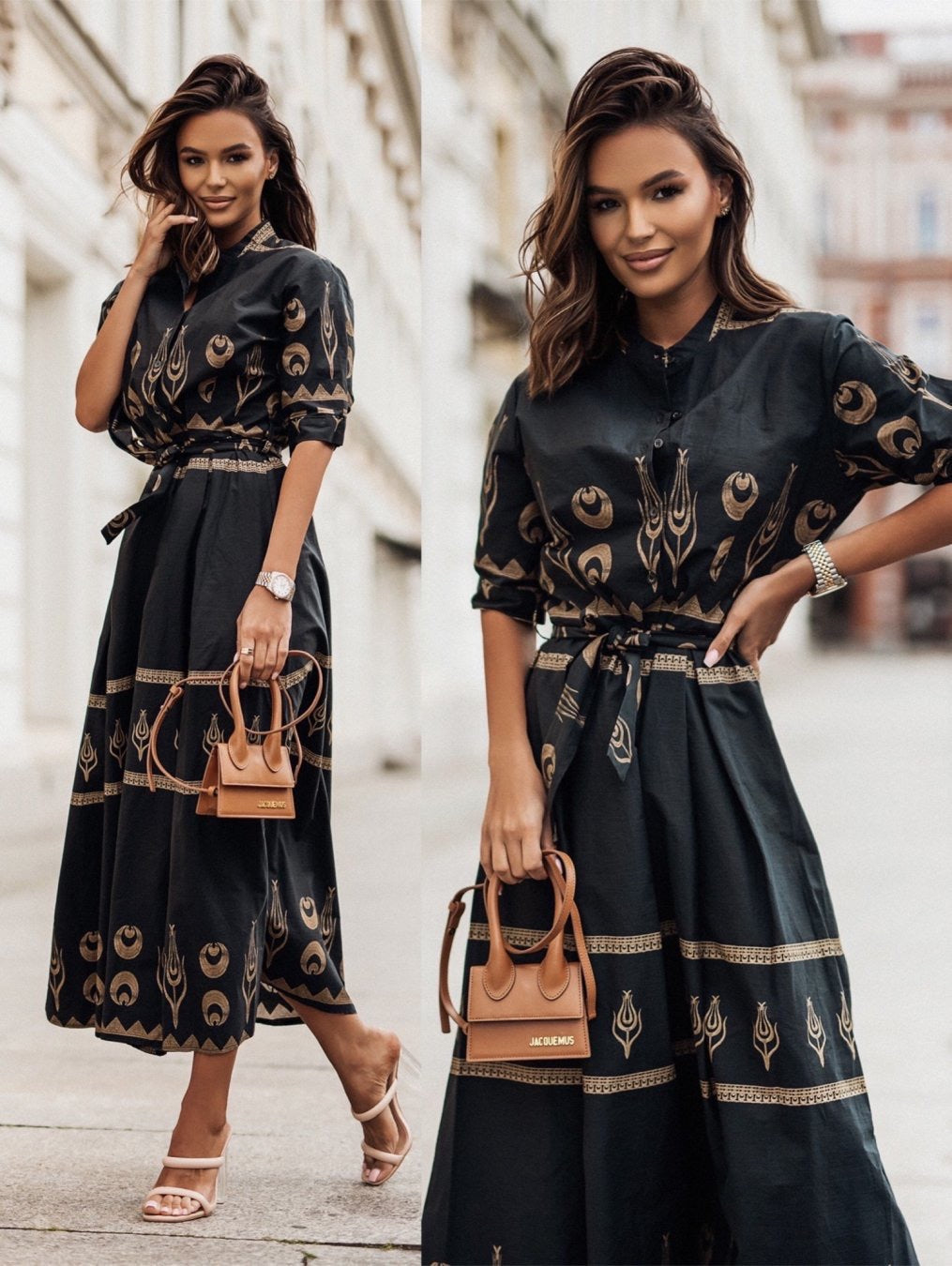 Damen Maxikleid mit kunstvollem Muster Stalluxe