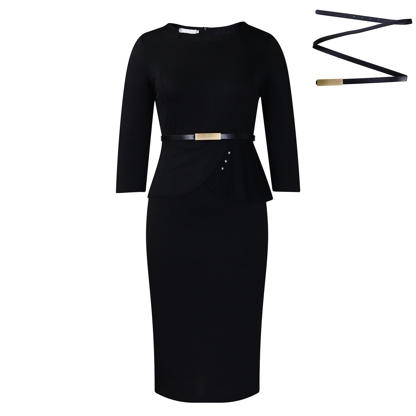 Damen Figurbetontes Kleid mit Raffungen und Gürtel Stalluxe
