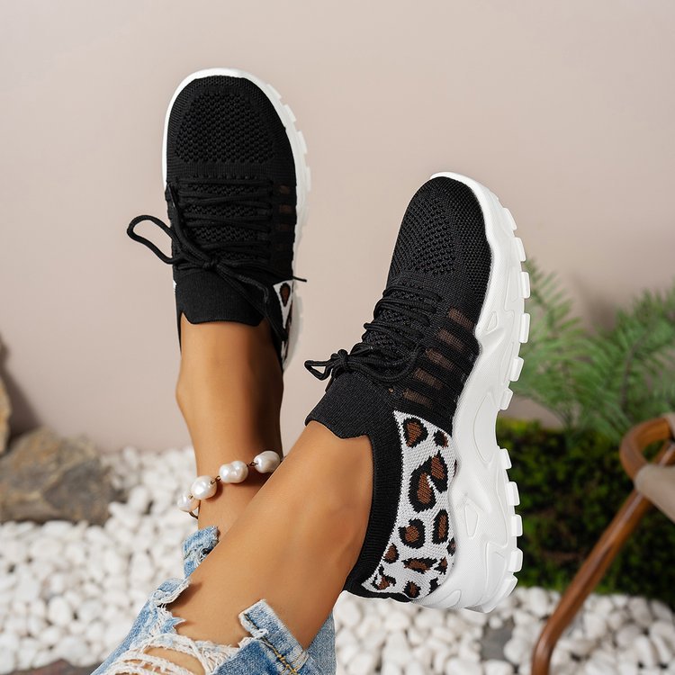 Damen Sportliche Sneaker mit luftiger Mesh-Oberfläche und trendigem Leopardenmuster Stalluxe