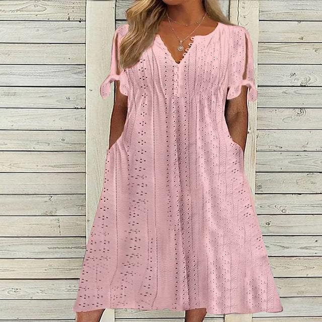 Damen lässiges Sommerkleid mit besonderer Lochmusterung Stalluxe