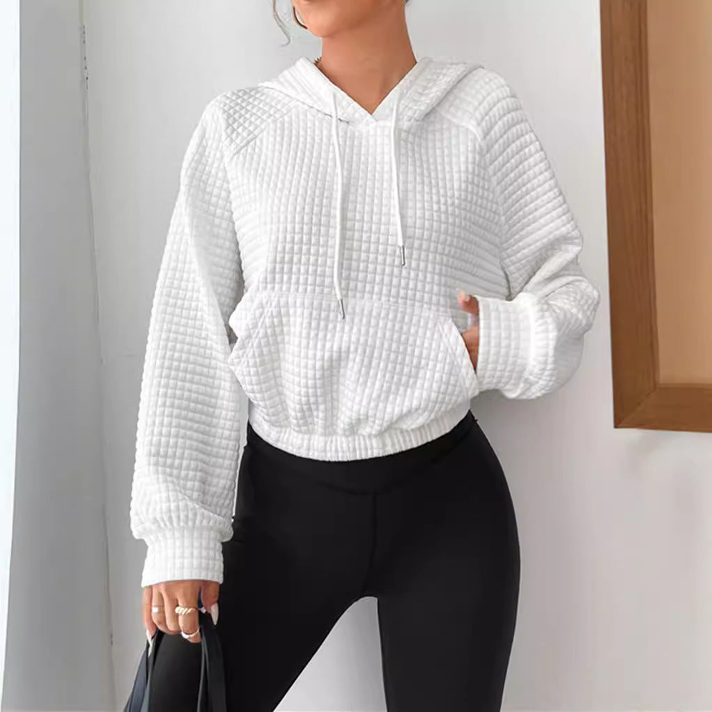 Women's Textured Crop Hoodie Stalluxe