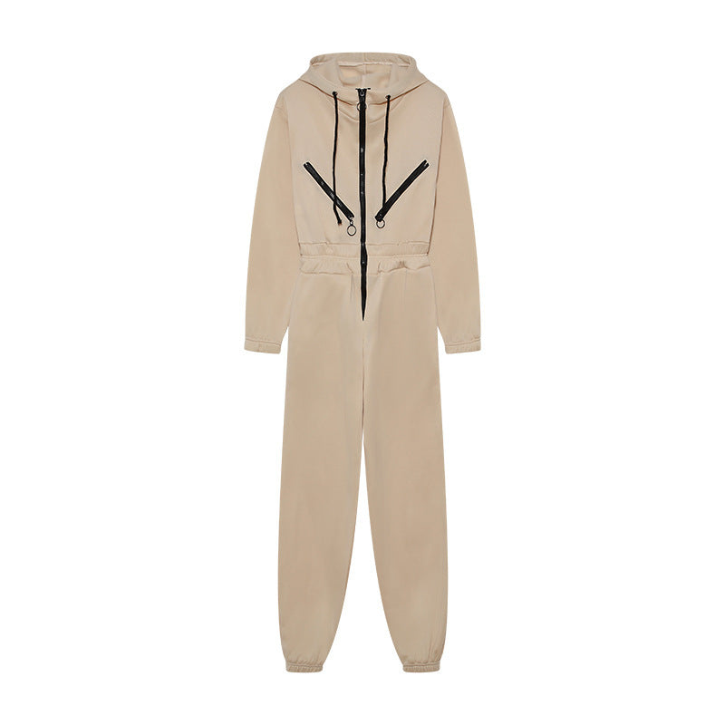 Damen Freizeit-Jumpsuit mit modernem Kapuzen-Design und praktischen Taschen Stalluxe